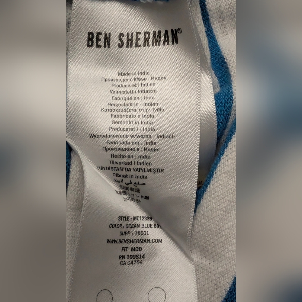 Ben Sherman Blue and White Striped Polo Shirt, Small - Picture 5 of 8
